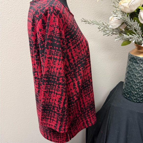 Croft & Barrow Red Black Abstract Tunic Top PXL Stretch Long Sleeve - Picture 4 of 6